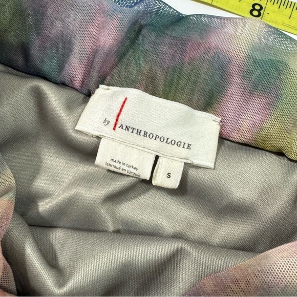 Anthropologie Slim Printed Ruched Midi Skirt Multicolor Mesh Y2K - Picture 4 of 7